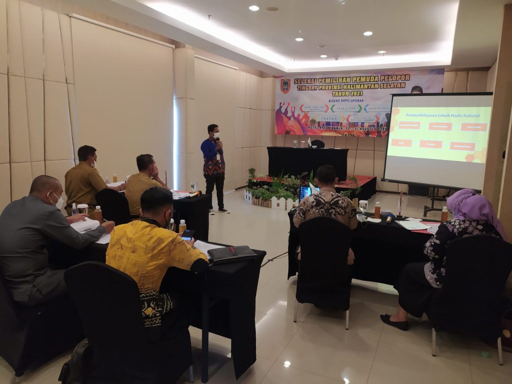 Suasana seleksi pemilihan pemuda pelopor Tingkat Provinsi tahun 2021 di Hotel Berbintang, Senin (30/8/2021). MC Kalsel