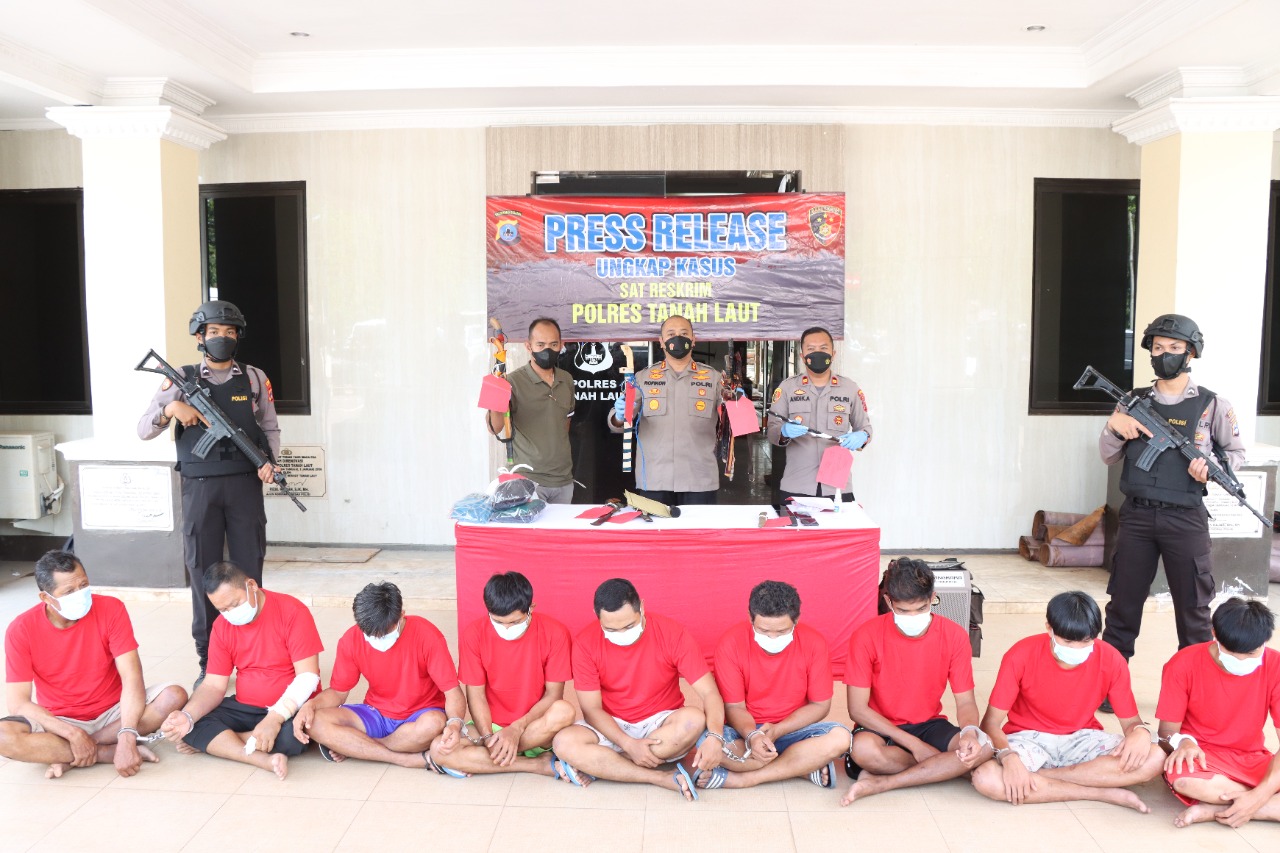 9 pelaku pembunuhan diamankan polres Tanah Laut.