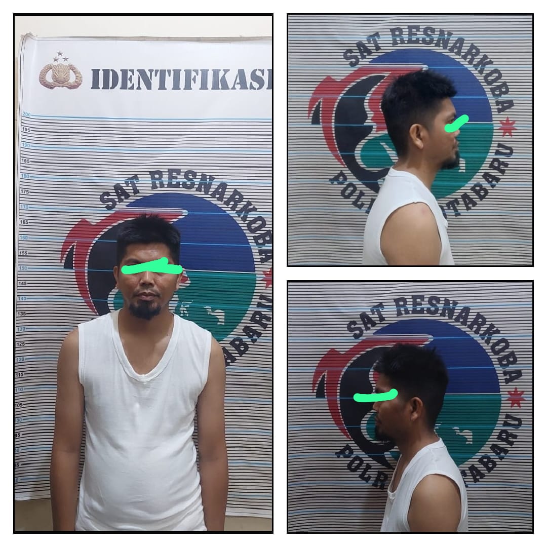 Satuan Narkoba Polres Kotabaru melakukan penangkapan terhadap MN (35) di Jalan Panorama Desa Dirgahayu Kecamatan Pulau Laut Utara Kabupaten Kotabaru, Selasa (13/9/2022) belum lama ini.