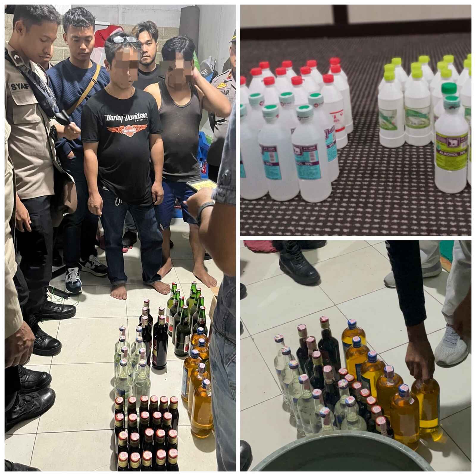 Ratusan botol alkohol dan miras itu diamankan di dua lokasi Tempat Hiburan Malam (THM) Desa Mantimin RT 7, Kecamatan Batumandi, Kabupaten Balangan, Sabtu (14/1/2023) malam. Foto: Humas Polres Balangan