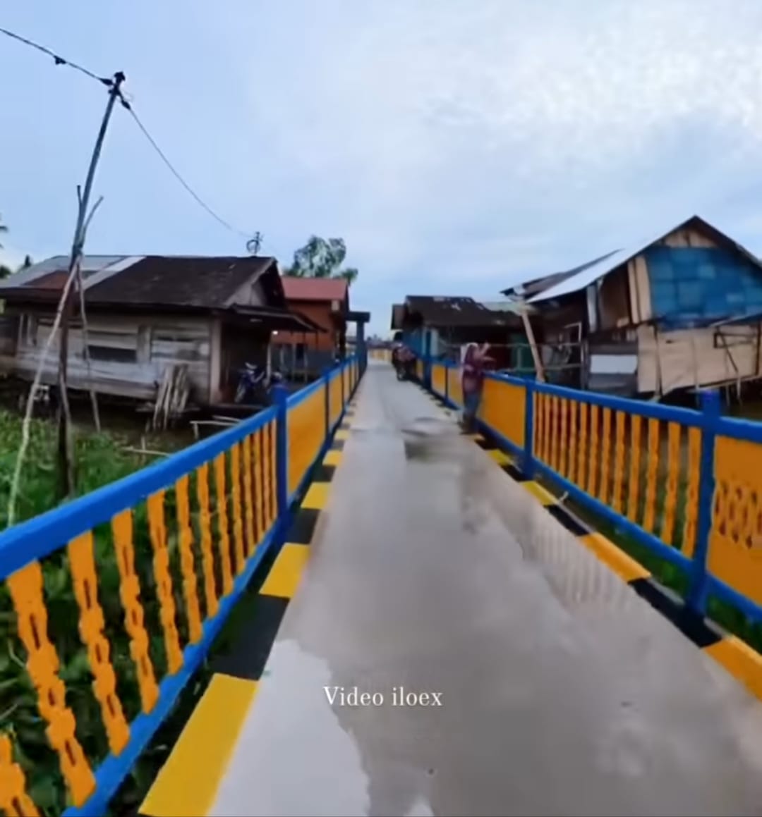 Jalan titian di kawasan Murung Selong, Kecamatan Banjarmasin Timur. ( Foto Tangkapan vedio Warganet/5w1h).