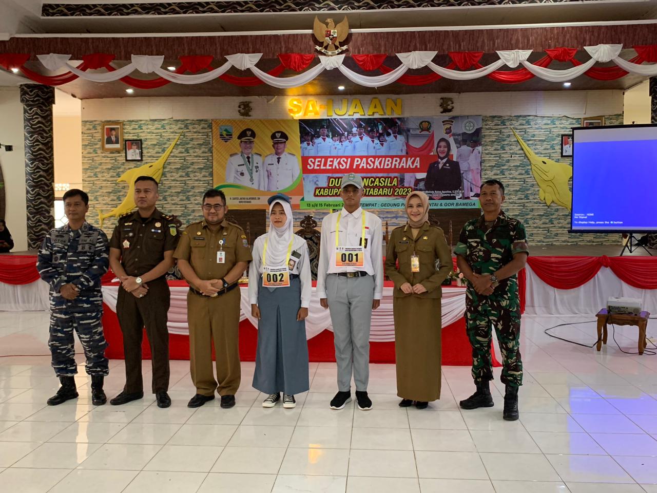 Badan Kesatuan Bangsa dan Poltik Kabupaten Kotabaru bersama Purna Paskibraka Indonesia (PPI) Kotabaru, melakukan Seleksi Calon Anggota Paskibraka Duta Pancasila tahun 2023, di Gedung Paris Berantai Kotabaru, Senin (13/2/2023).