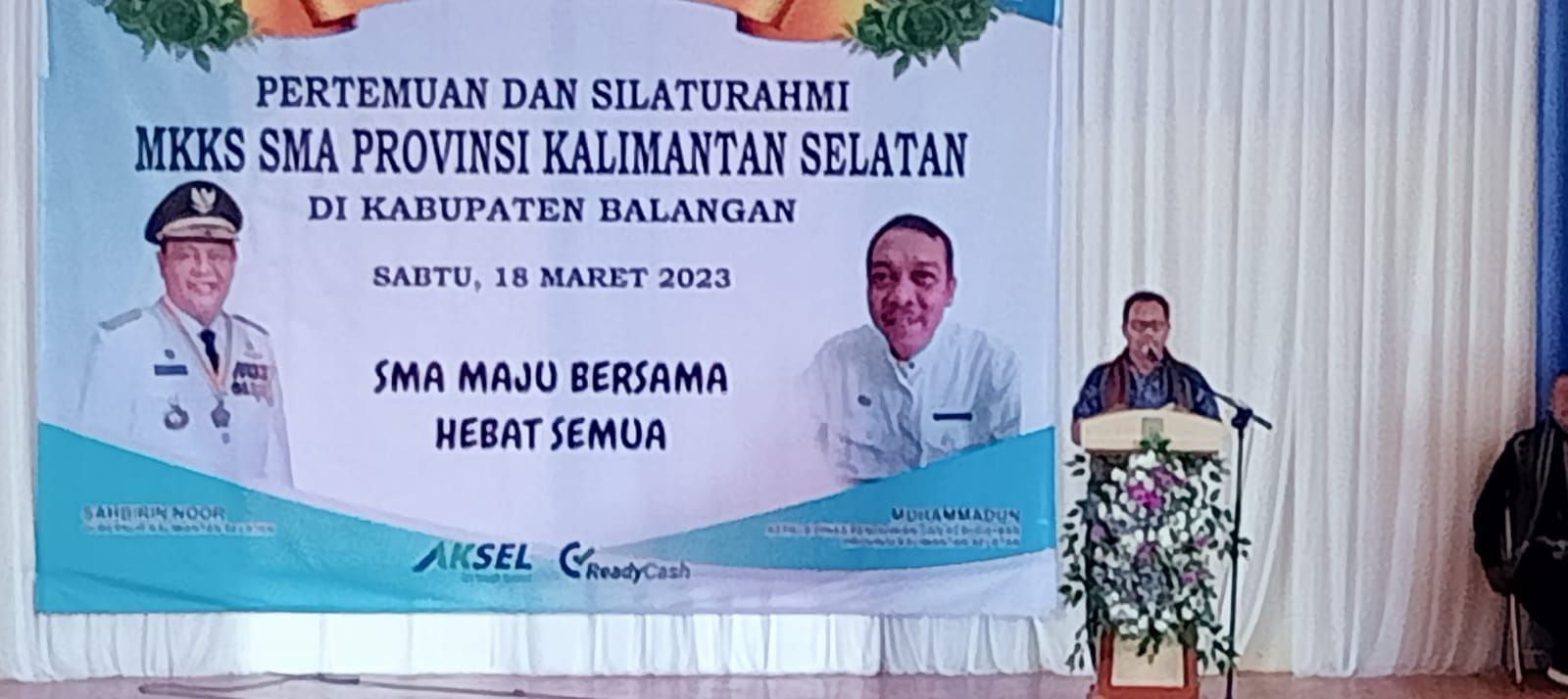 Sambutan Kabid Kebudayaan mewakili Bapa Bupati Balangan di acara rapat kerja kepala sekolah Provinsi Kalimantan Selatan di Gedung Budaya Garuda Maharam tanggal 18 Maret 2023. Foto-Rins-Lentera