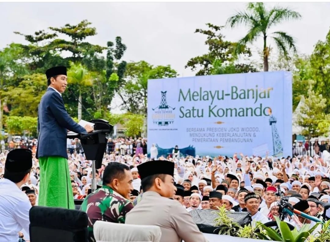 Presiden Jokowi saat mehadiri Rabithah Melayu di tabalong, Kalsel. Foto: Hms-5w1h