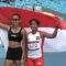 Dina Aulia (kanan) yang berhasil menyumbang satu medali perunggu lari gawang 100 meter putri pada SEA Games 2023 Kamboja. Foto: Dok.pribadi Dina Aulia