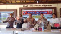 kegiatan konferensi pers Polres Tanah Laut, terkait pembunuhan di Desa Kintpura, Kecamatan Kintap Tala. Foto: Humas Polres tala for lentera