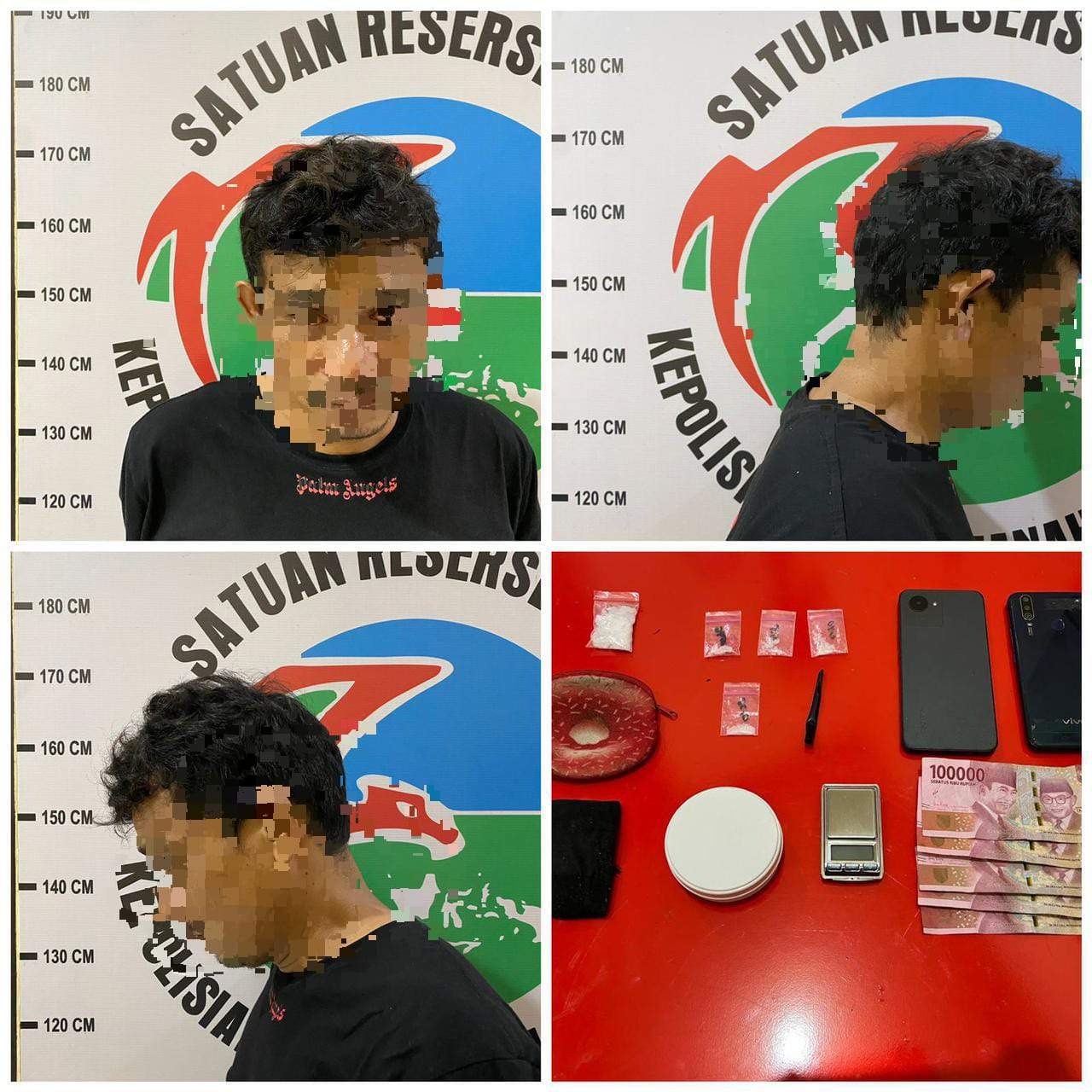 Tersangka diamankan di mapolres Tanbu beserta barang Bukti. Sumber: Humas Res Tanbu for lenterakalimantan.com