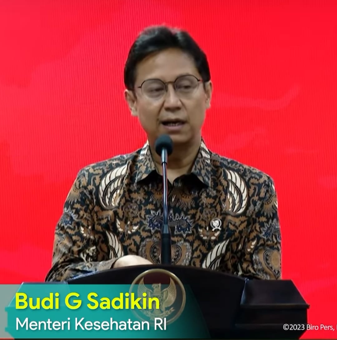 Budi Sadikin, Menteri Kesehatan RI saat memaparkan upaya sektor kesehatan tangani populasi udara. Minggu, (3/9/2023) Sumber: IG @kemenkes_ri