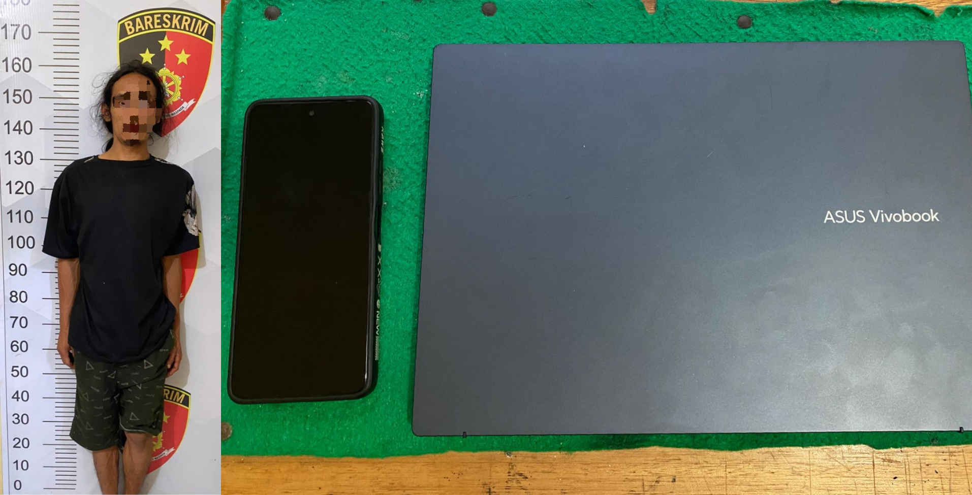 Foto :Tersangka GS diamankan di Polsek Karang Bintang diduga kuat lakukan pencurian di sebuah rumah Desa Manunggal, Kecamatan Karang Bintang, Tanbu. (Sumber Foto: Humas Res Tanbu For LK)