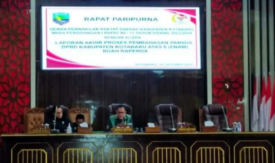 Enam Buah Raperda di Setujui DPRD Kotabaru Menjadi Perda. Foto: DPRD Kotabaru