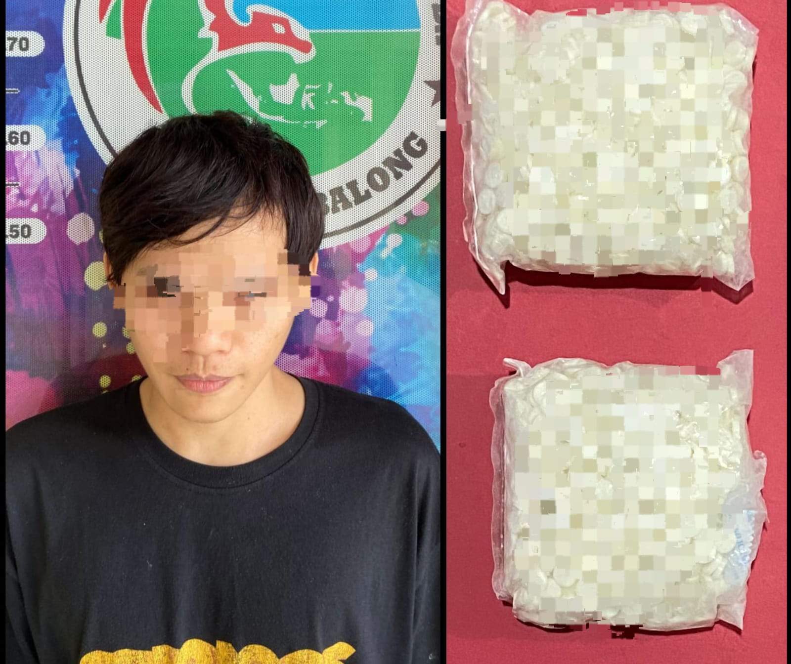 Pelaku RA (30) beserta barang bukti obat terlarang. Foto: Humas Polres Tabalong