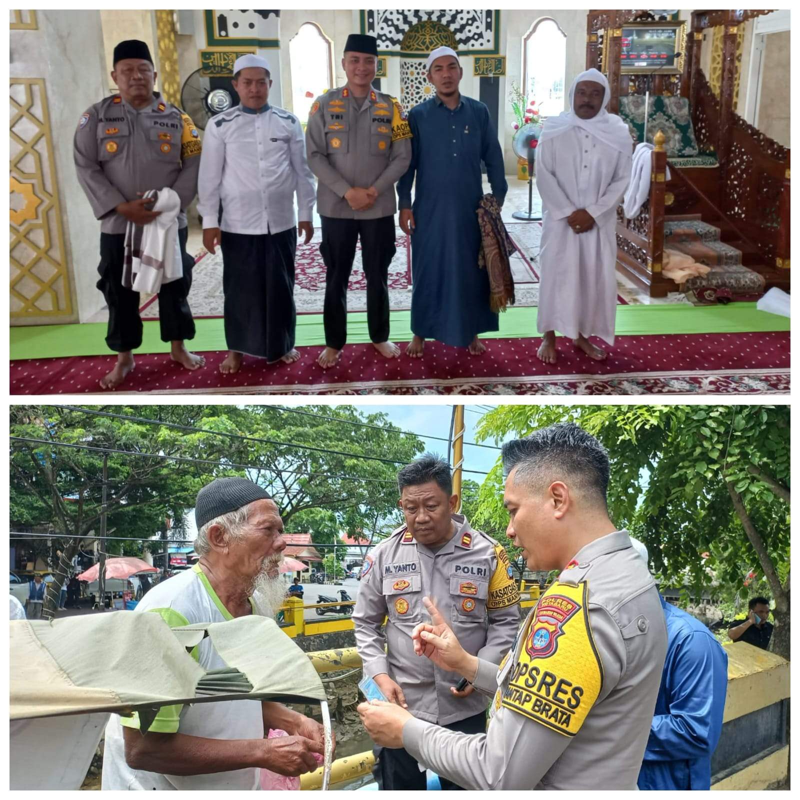 Kapolres memberikan kejutan ibadah umroh kepada kaum mesjid jame Bhaitul Abror dan tukang becak depan limbur raya kotabaru. Foto: Humas Polres Kotabaru