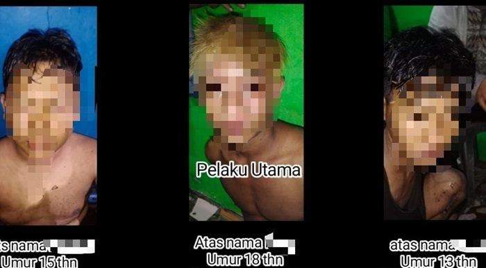 Tiga tersangka terduga pembobol sebuah toko ponsel di Sungai Andai. Foto: Polsek Banjarmasin Utara