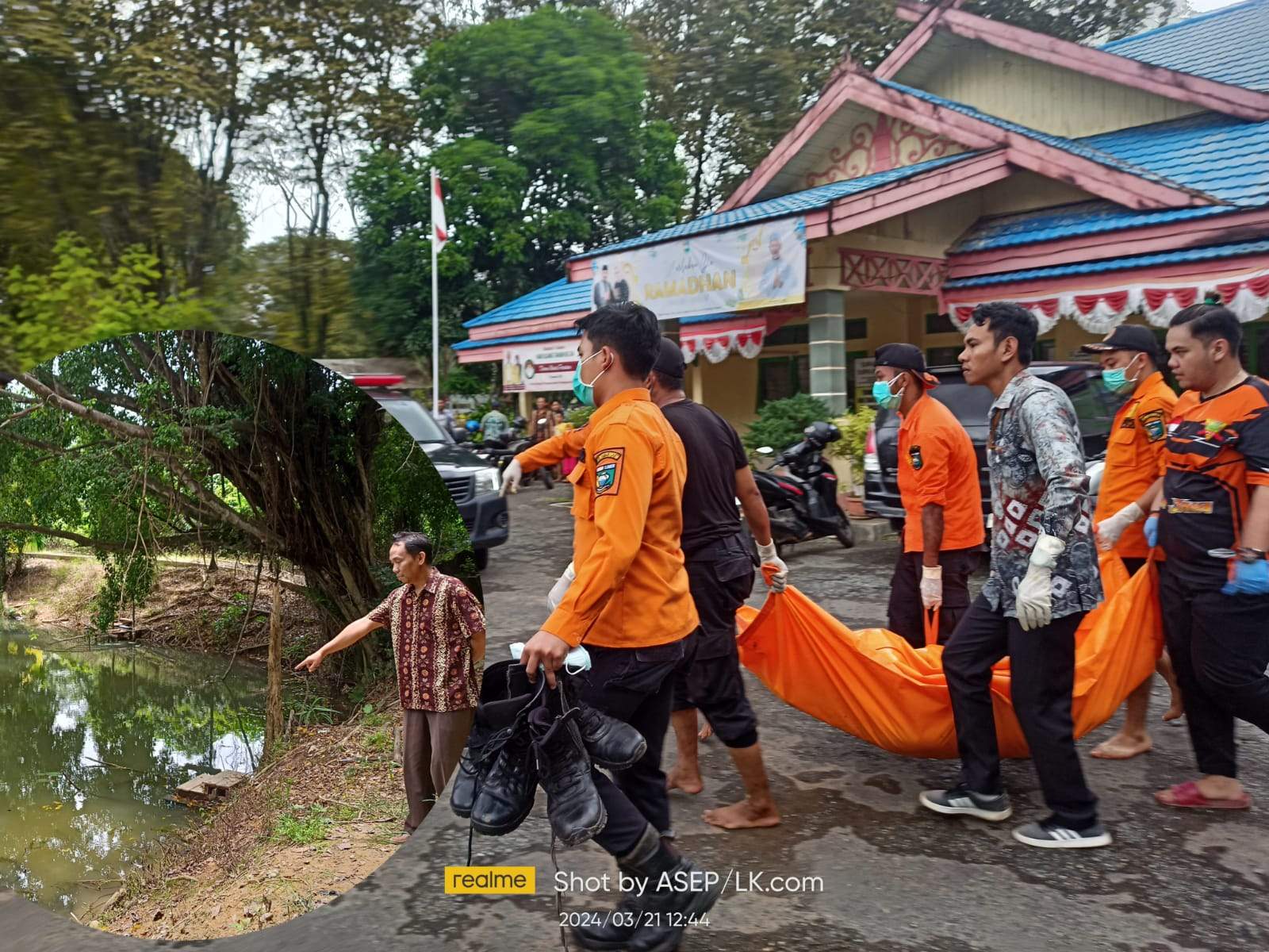 Evakuasi penemuan mayat di Mina Tirta Pelaihari. Foto: Asep/lenterakalimantan.com