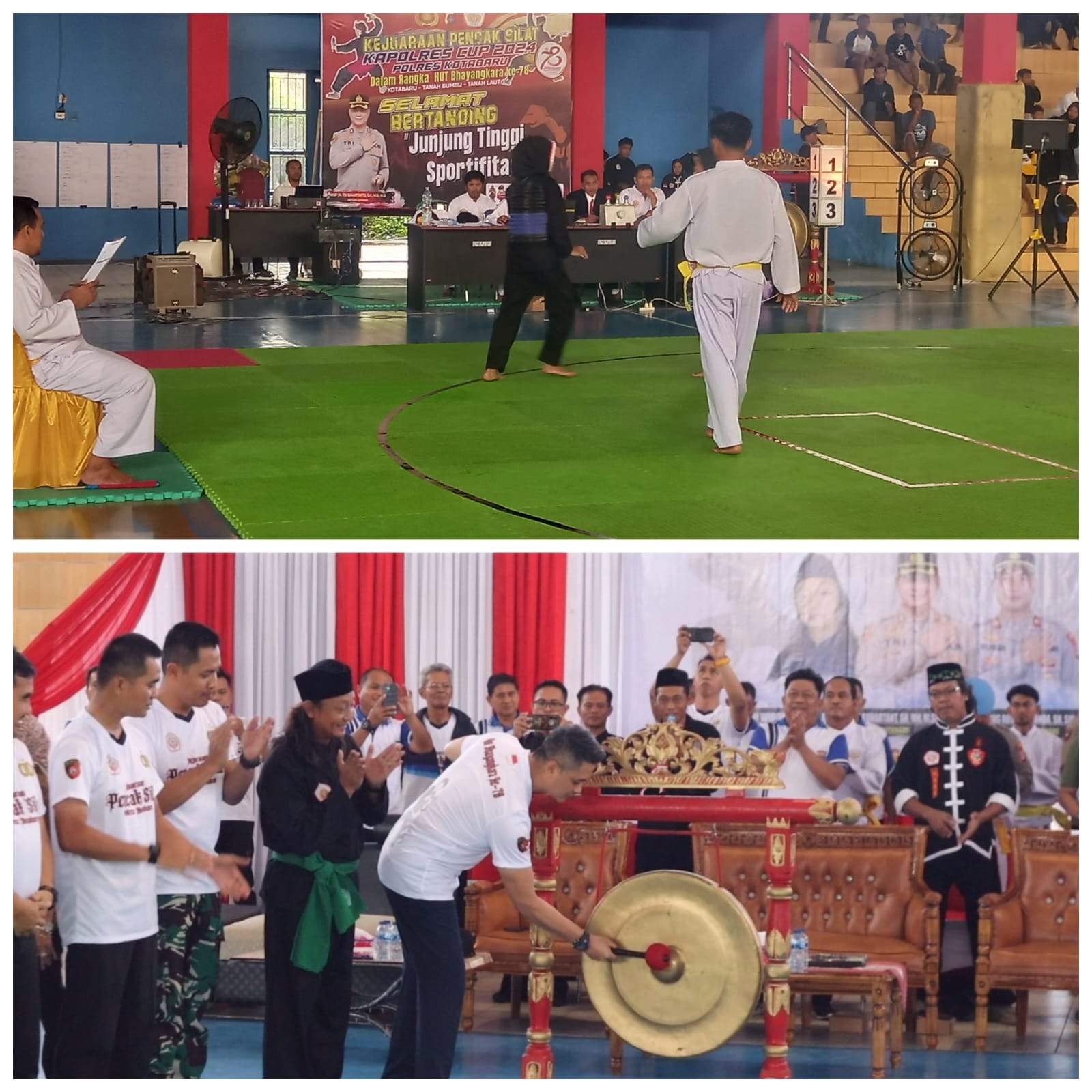 Pembukaan kejuaraan Pencak Silat Kapolres Cup oleh Kapolres Kotabaru. Foto: Putri/lenterakalimantan.com
