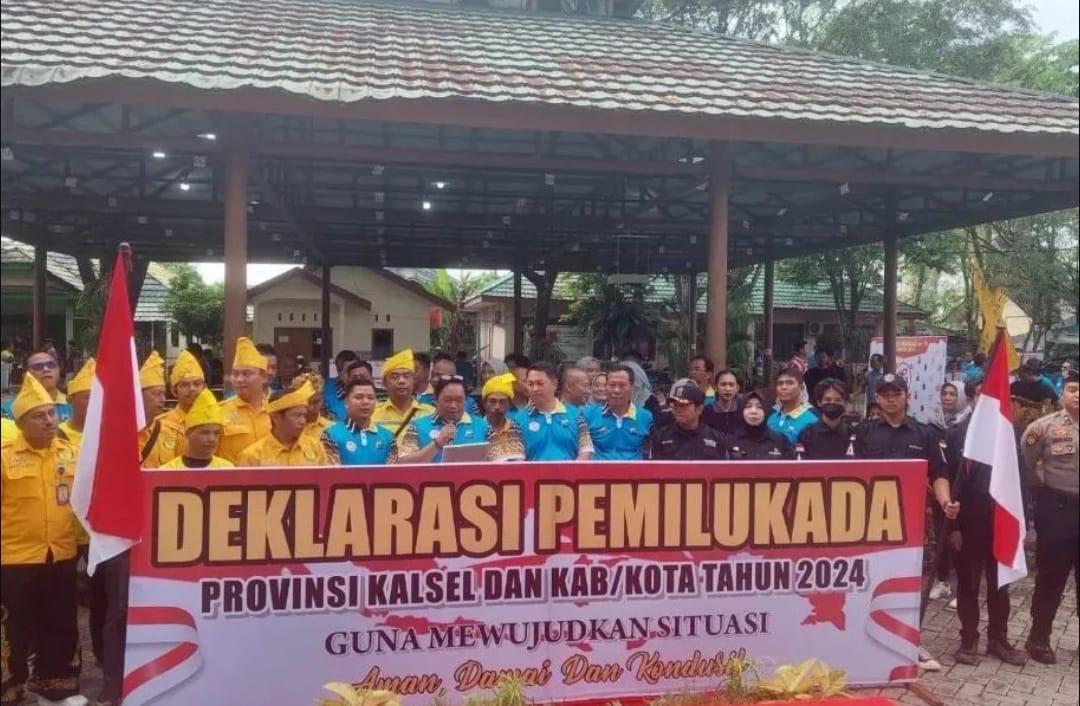 Kegiatan deklarasi Pemilukada Damai 2024 yang diikuti seluruh peserta lomba burung berkicau Kapolda Cup Tingkat Nasional 2024, Minggu (23/6/2024).