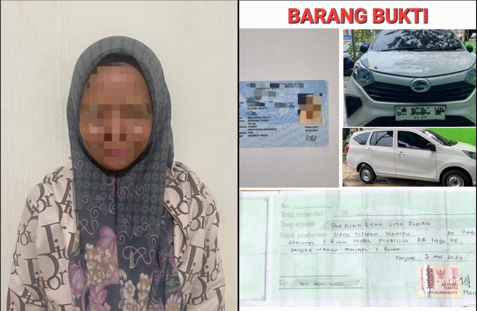 Perempuan berinisial MAR 36 tahun yang berhasil diringkus oleh pihak penegak hukum di Tabalong, serta barbuk. Foto: Humas Polres Tabalong