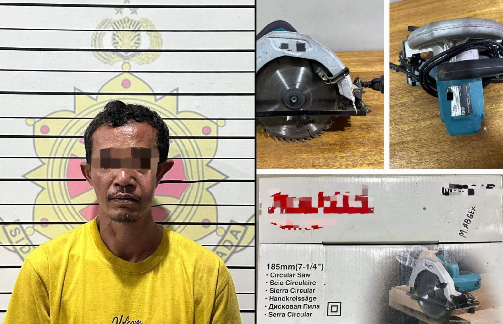 Pria berinisial FW (42) beserta barang bukti. Foto: Humas Polres Tabalong.