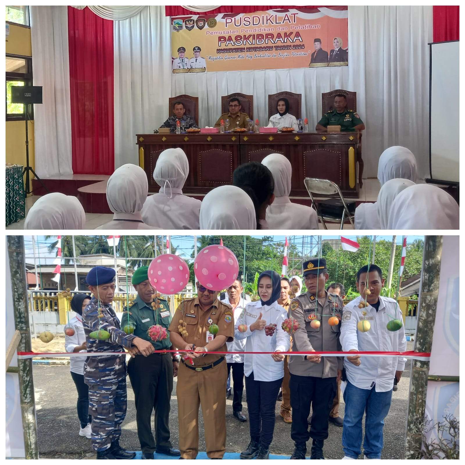 Asisten 1 Minggu Basuki, Kepala Kesbangpol Melinda Agustina meresmikan kegiatan Diklat Paskibraka Kotabaru. Foto: Anto/lenterakalimantan.com