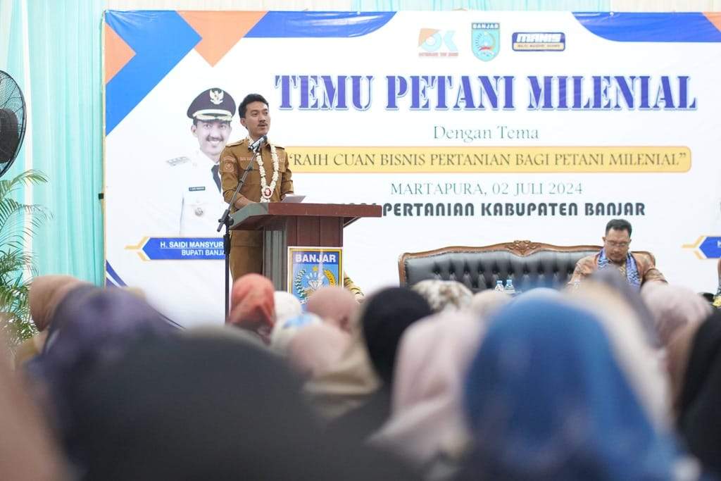 Bupati Banjar H Saidi Mansyur pada kegiatan Temu Petani Milenial di Aula BKPSDM Martapura, Selasa (2/7/2024) pagi. Foto: Pemkab Banjar