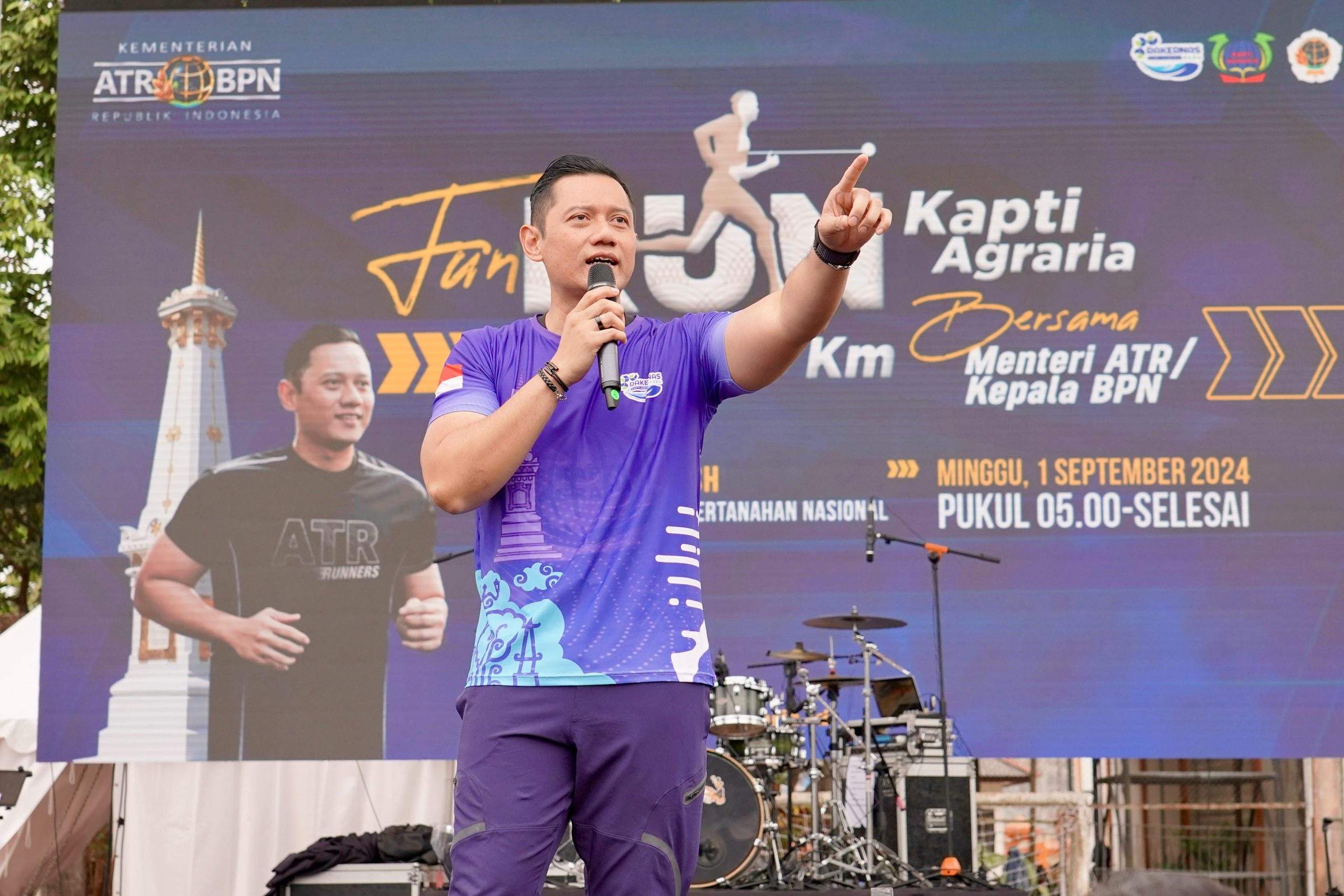 Menteri AHY hadir dalam Fun Run KAPTI-Agraria yang berlangsung di STPN Yogyakarta, Kabupaten Sleman, Minggu (01/09/2024). Foto: Menteri ATR/BPN