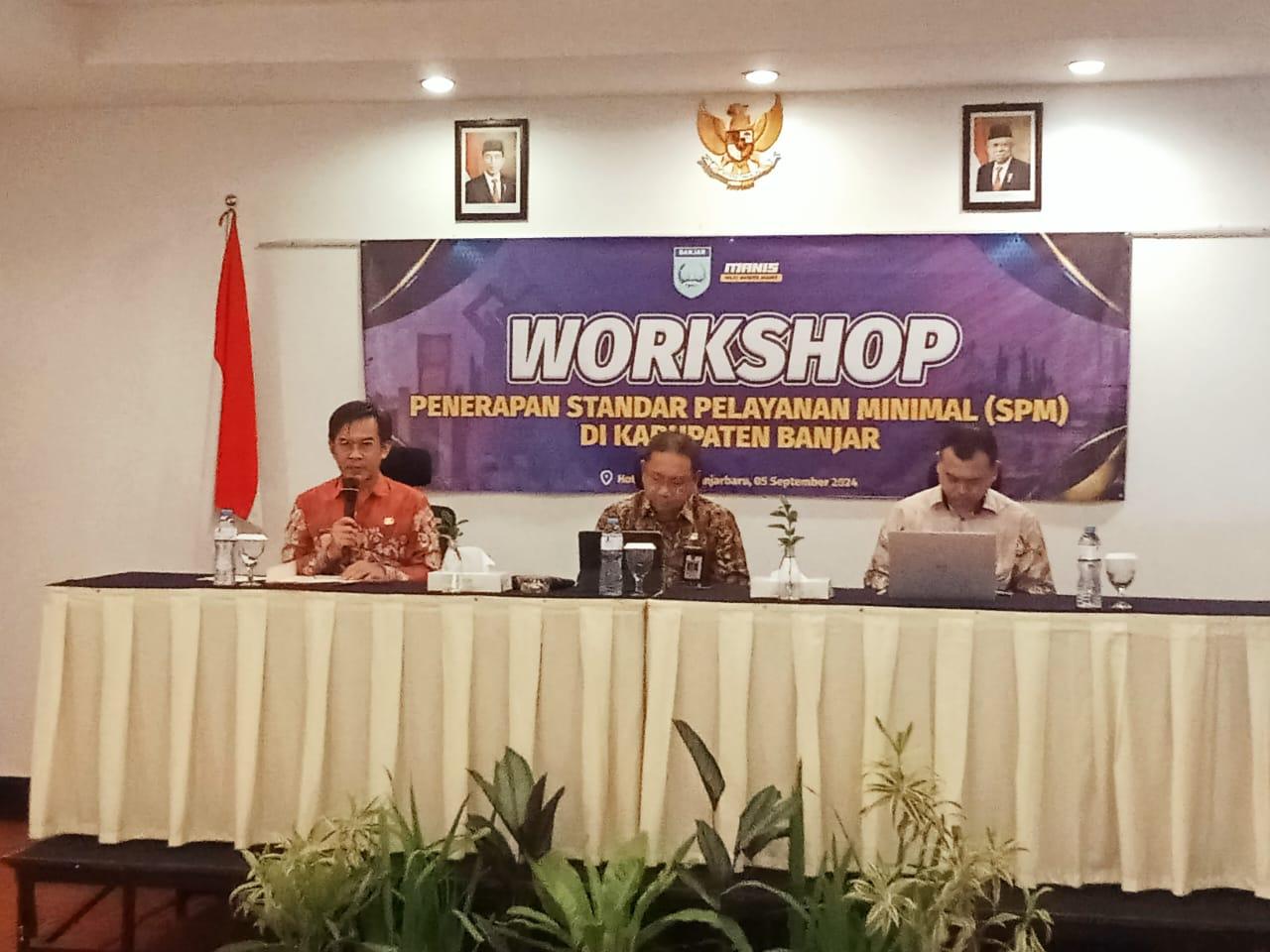 Bagian Pemerintahan Setda Banjar menggelar Workshop Penerapan Standar Pelayanan Minimal (SPM), di Hotel Roditha Banjarbaru, Kamis (5/9/2024) pagi. Pemkab Banjar