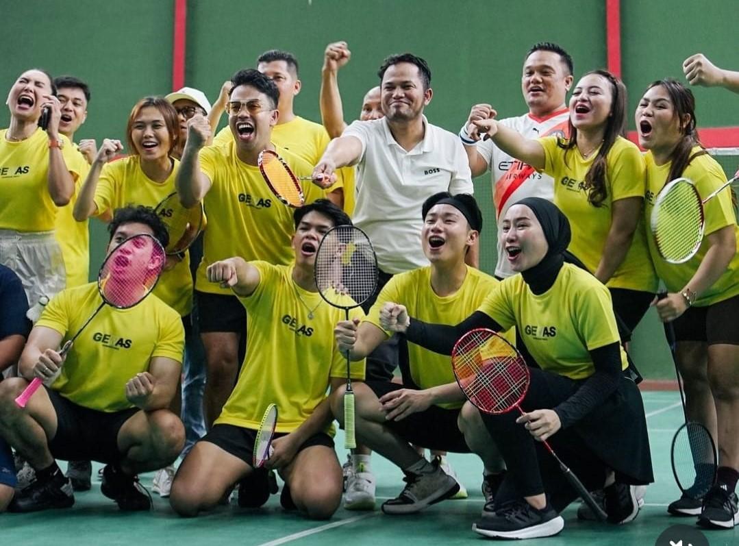 Rudy Mas'ud usai berolahraga bersama anak-anak muda di lapangan bulutangkis Audrey, Samarinda, Senin (16/9/2024).