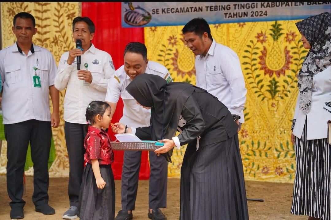 Perkades se-Kecamatan Tebing Tinggi, Balangan, meluncurkan gerakan Gemar Makan ikan dan daging untuk anak TK/PAUD se-Kecamatan Tebing Tinggi. Foto: MC Balangan