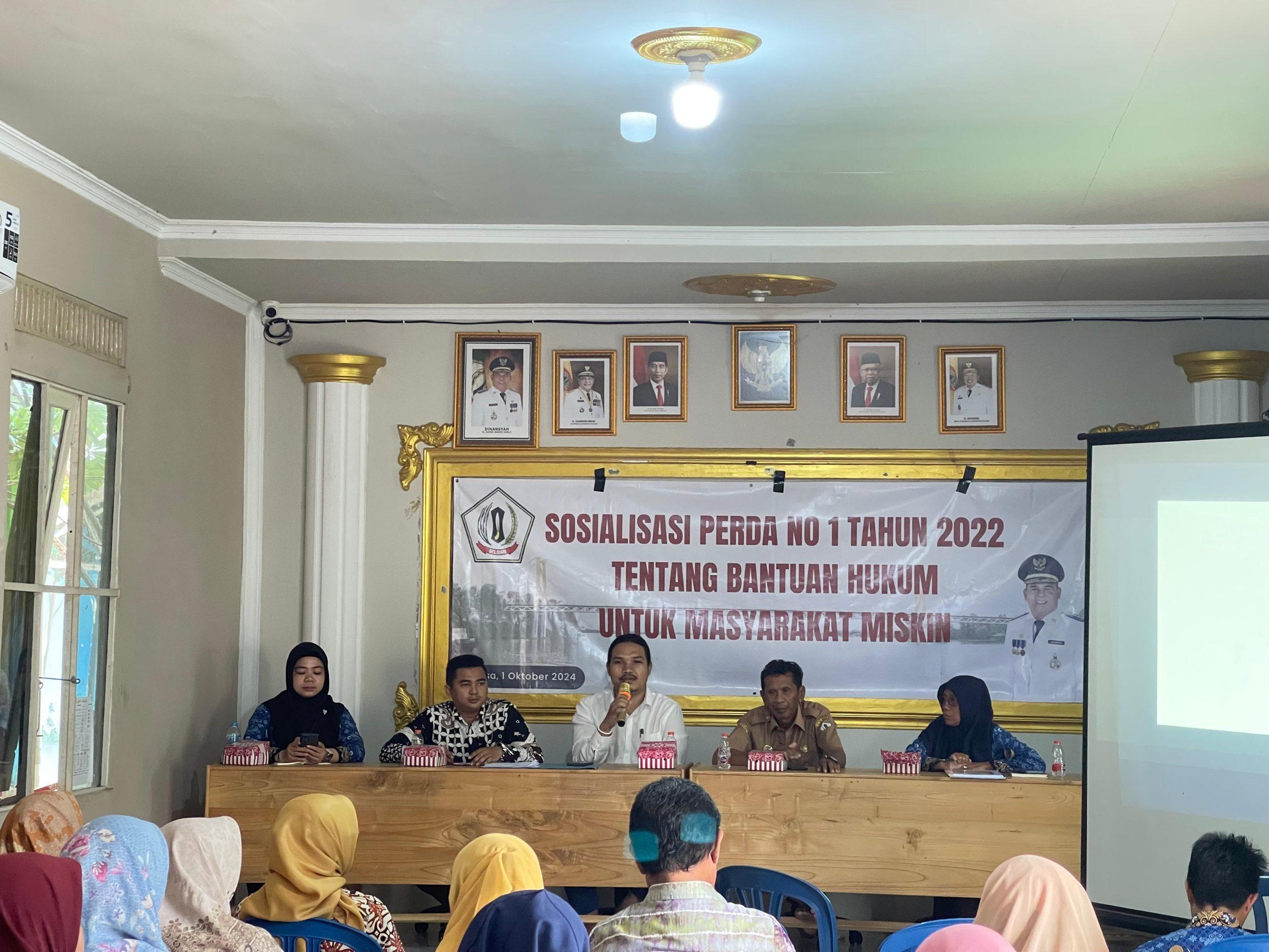 Acara Sosialisasi hukum Sekretariat Daerah Kabupaten Barito kuala, di aula kantor Desa Semangat Dalam Kecamatan Alalak