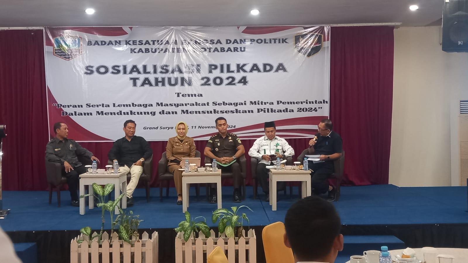 Acara sosialisasi pilkada tahun 2024 Kesbangpol Kotabaru.