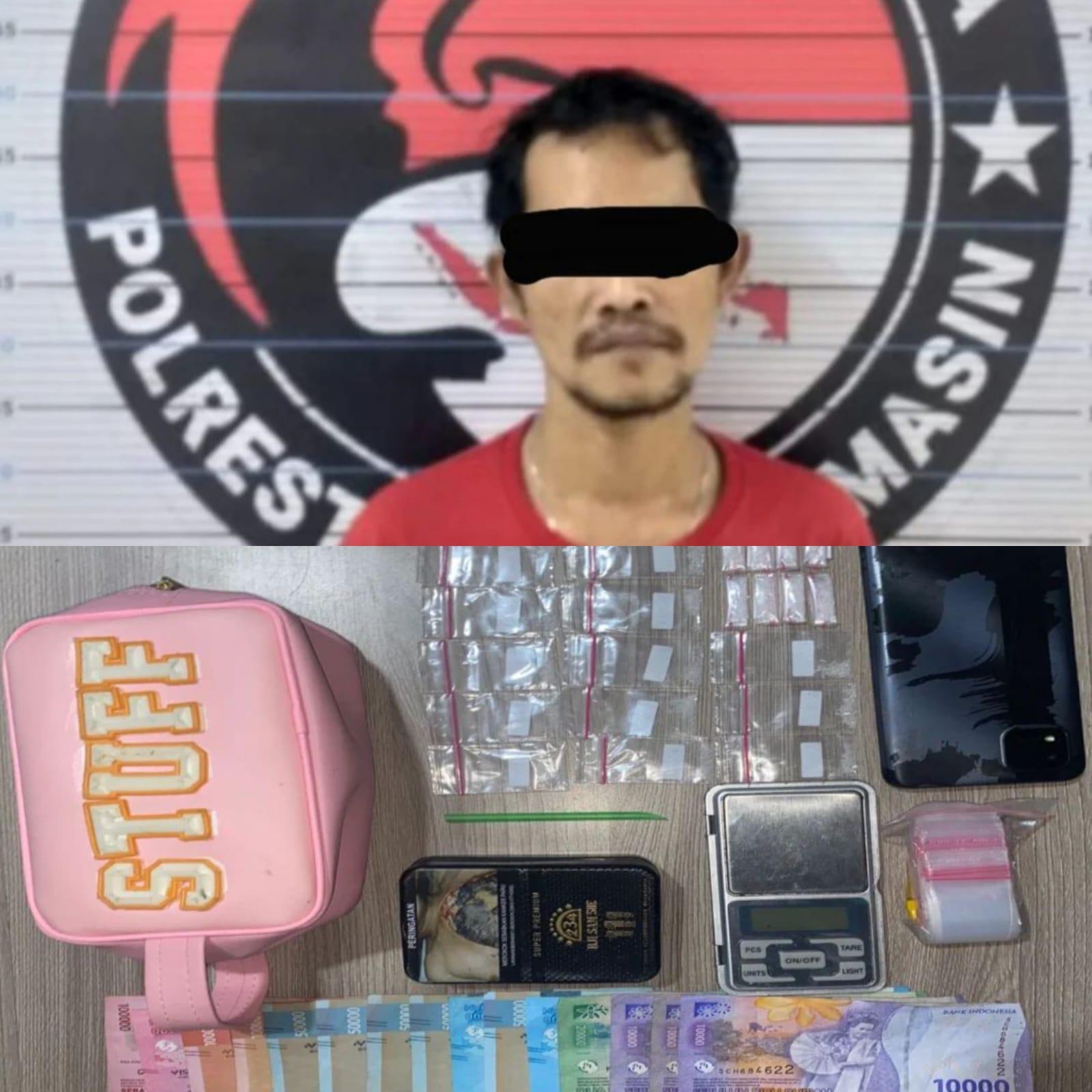 Pelaku beserta barang bukti yang diamankan Satresnarkoba Polresta Banjarmasin. Foto: Ops Polresta Banjarmasin