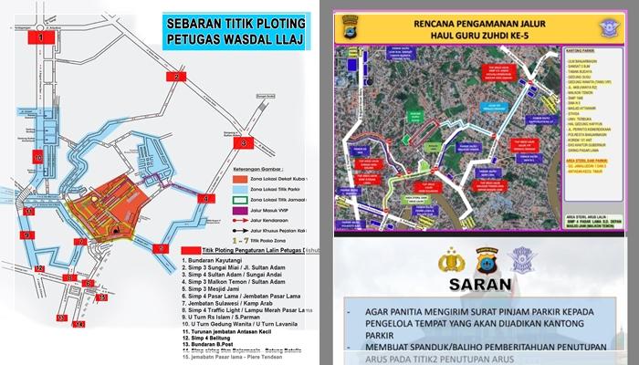 Denah rekayasa jalur pada kegiatan haul guru Zuhdi ke-5, Selasa (25/2/2025). Foto: Dishub Banjarmasin