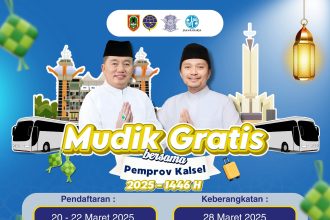 Pamflet mudik gratis 2025 bersama Pemprov Kalsel. Foto: Dishub Kalslel