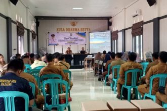 Kabid pembangunan dan aset desa, P3APPKBPMD Kabupaten Balangan, Amirul, saat menyampaikan pemaparan terkait jalannya Optimalisasi Pemanfaatan Aset Desa dalam Meningkatkan Pendapatan asli Desa (PAD) di Bumi Sanggam. Foto: Dinas P3APPKBPMD Balangan untuk lenterakalimantan.com