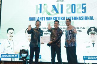 Wakil Bupati Barito Kuala, Herman Susilo hadiri peringatan Anti Narkotika Internasional (HANI) Tahun 2025 ,digelar di Aula Selidah Marabahan pada Kamis (26/6/2025)