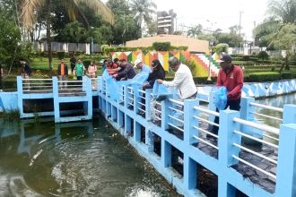 Pj Bupati Muhlis dan DKPP Lakukan Restocking Bibit Ikan di Kolam Pemkab