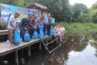 Pelepasan Benih Ikan di Sungai Serapat Kabupaten Barito Timur. Foto : MMC Kalteng.