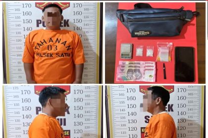 Foto: Tersangka diamankan petugas beserta barang bukti narkotika (Humas for Lenterakalimantan.com).