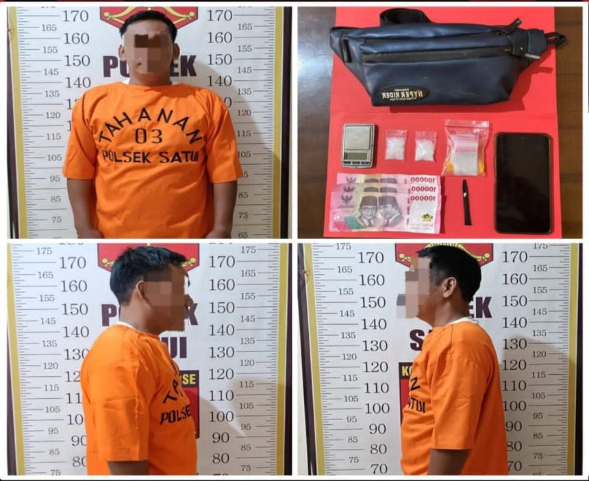 Foto: Tersangka diamankan petugas beserta barang bukti narkotika (Humas for Lenterakalimantan.com).