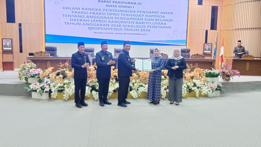 Paripurna IV DPRD Barito Utara: Fraksi Sampaikan Pendapat Akhir Raperda APBD 2026