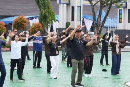Bupati Barito Utara Ajak ASN Setda Terapkan Gaya Hidup Sehat Lewat Senam dan Gowes Rutin