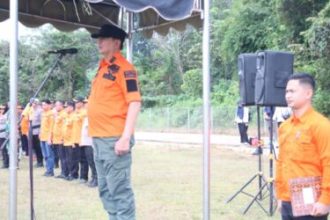 Bupati Barito Timur M Yamin saat pimpin apel Darurat Karhutla.