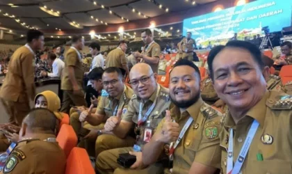 Bupati Barito Timur, M. Yamin dan Wakil Bupati Barito Timur Adi Mula Nakalelu saat menghadiri kegiatan Rakornas yang dibuka langsung oleh Presiden RI Prabowo Subianto.