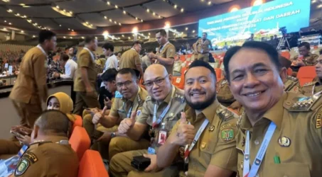 Bupati Barito Timur, M. Yamin dan Wakil Bupati Barito Timur Adi Mula Nakalelu saat menghadiri kegiatan Rakornas yang dibuka langsung oleh Presiden RI Prabowo Subianto.