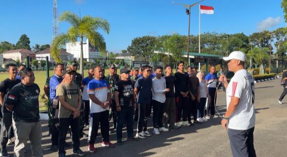 Kodim 1009/Tanah Laut Pererat Silaturahmi dengan Masyarakat Lewat Olahraga Bersama Lintas Elemen