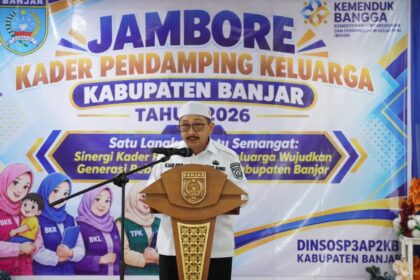 Wakil Bupati Banjar Habib Idrus Al Habsyi membuka Jambore Kader Pendamping Keluarga tingkat Kabupaten Banjar 2026 di Guest House Sultan Sulaiman, Martapura, Rabu (23/9/26).